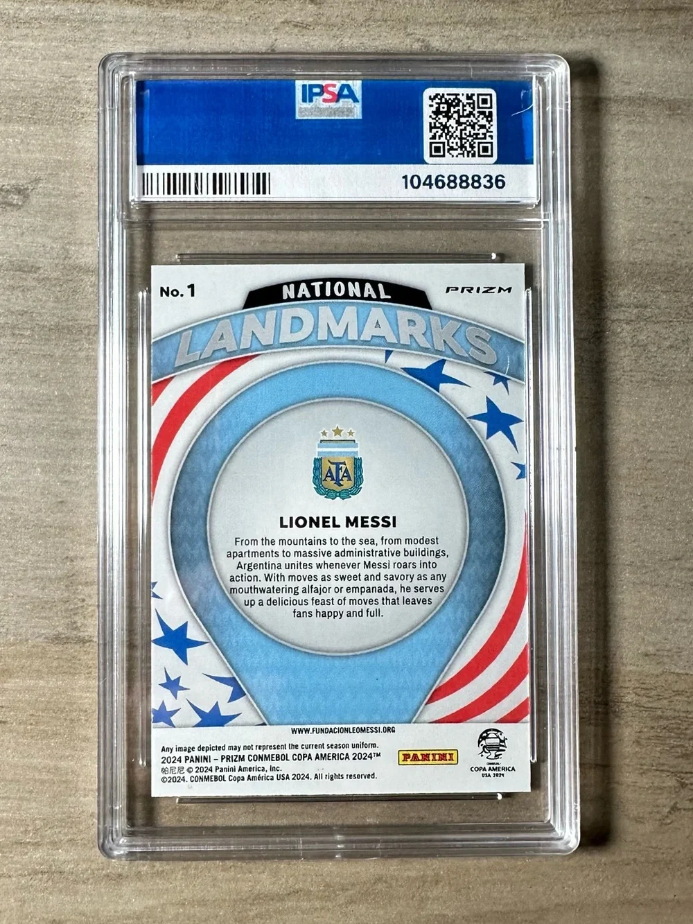 Lionel Messi Gem Mint 10 2024 Panini Prizm Downtown Novelty Card. Argentina.